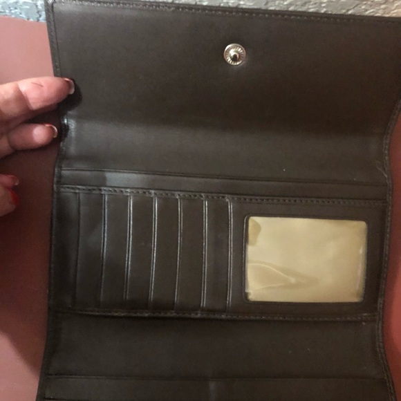 COACH Signature Jacquard With Leather Trim Tri Fold Wallet - Snap Closure - Picture 4 of 10